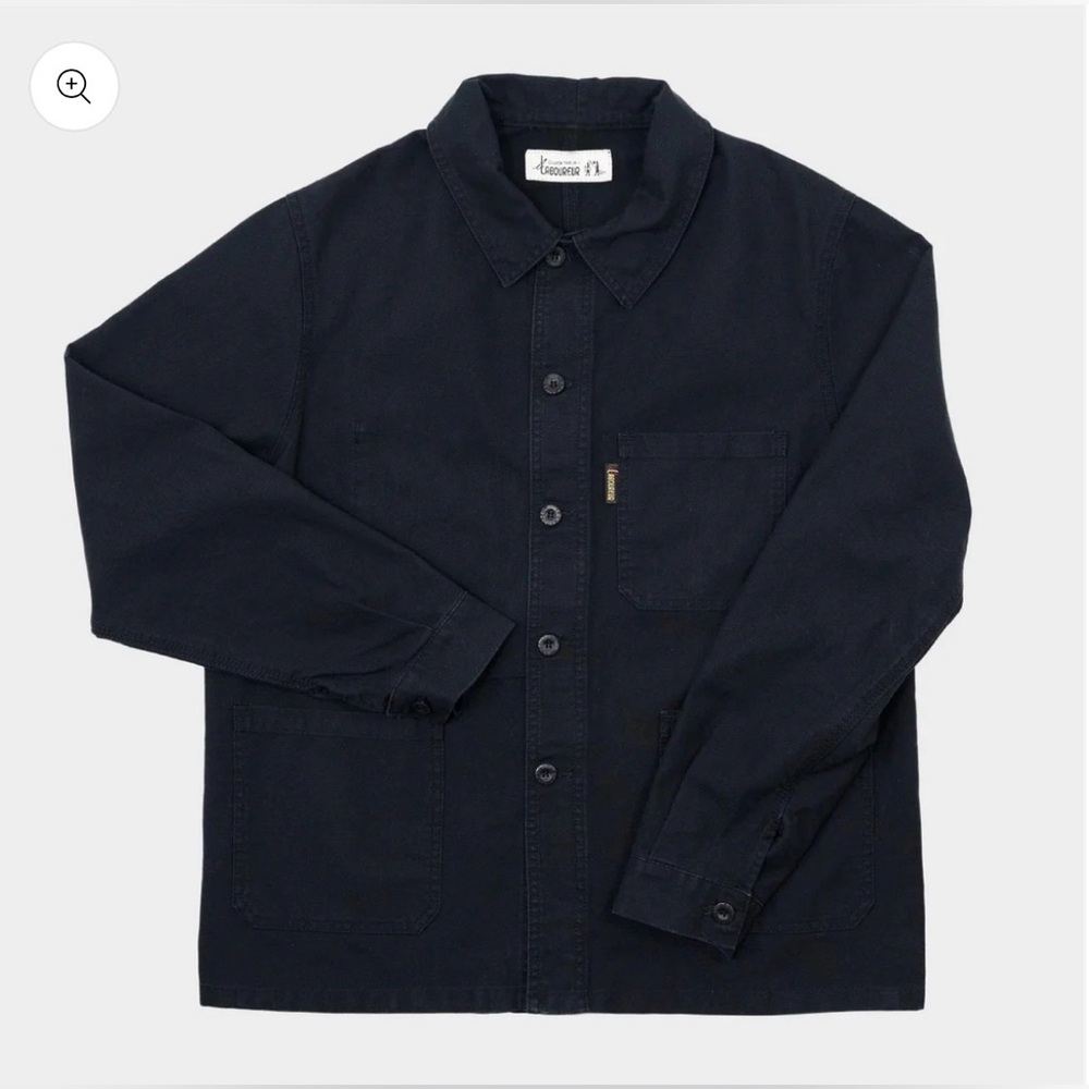LE LABOUREUR GARDENHEIR FRENCH COTTON WORK JACKET WASHED BLACK | worn once L(3)